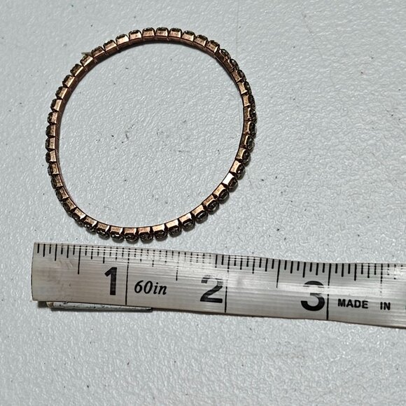 Elegant Vintage Rose Gold Tone Tennis Bracelet Crystal Accents Classic Jewelry - Picture 4 of 4